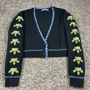 Zara EMBROIDERED KNIT CARDIGAN